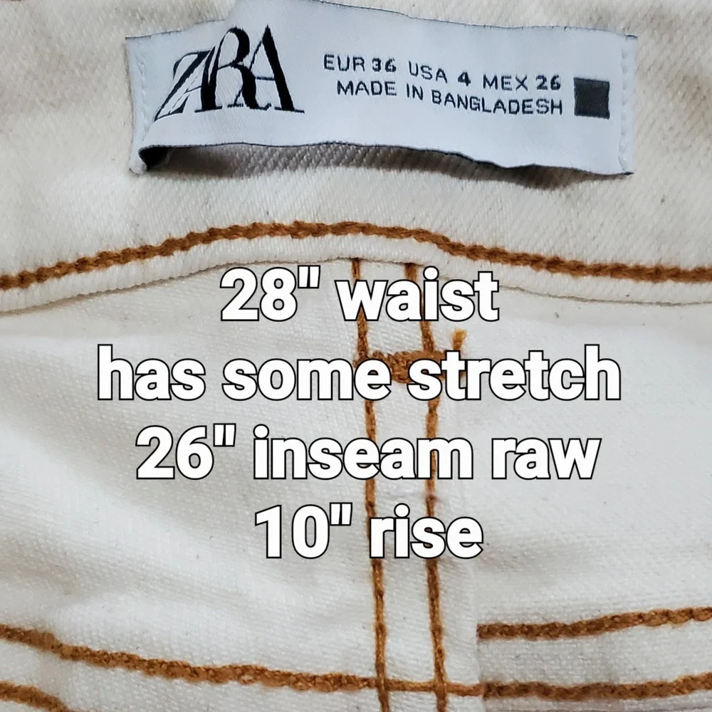 Zara Clean Girl Coastal Granddaughter Straight Leg Jeans Ecru Raw Hem Size 4